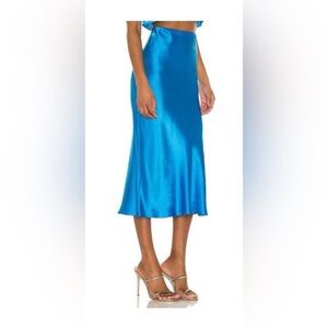 Amanda Uprichard Shimmering Blue Midi Skirt